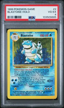 PSA 4 Blastoise 2/102 1999 Base Set Holo Rare Pokemon Card - Image 1