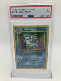 1999 Pokemon Base Set Unlimited Blastoise Holo 2/102 PSA 1 Poor - Image 1