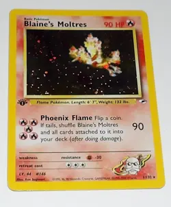 READ** UNUSED 1st ED. VF-NM 1999-2000 POKEMON HOLO CARD BLAINE'S MOLTRES 1/132 - Image 1