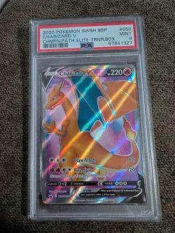 PSA 9 Charizard V SWSH050 Champion's Path ETB Promo Pokemon Card - Image 1