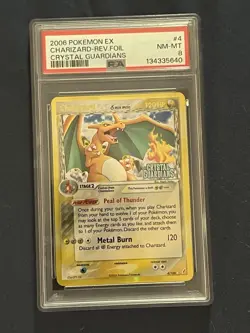 Pokemon Charizard EX Crystal Guardians Reverse Holo Rare #4 PSA 8 - Image 1