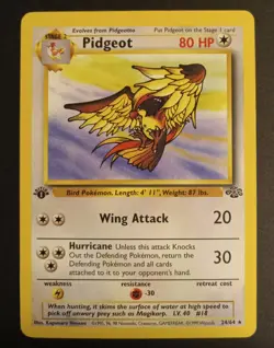 Pokemon TCG Pidgeot 24/64 Jungle 1st Edition Regular Non-Holo Rare LP-/MP+ - Image 1
