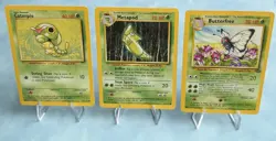 Caterpie Metapod Butterfree Complete Evolution Line Pokemon Base Set Jungle WOTC - Image 1