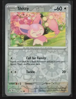 Skitty 130/162 Common Temporal Forces Pokemon Reverse Holo Near Mint - Image 1