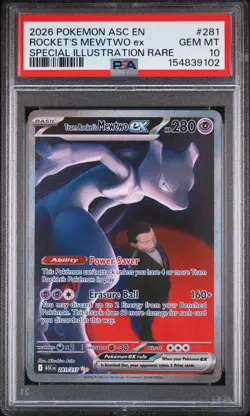 2026 POKEMON ASC EN-ASCENDED HEROES #281 TEAM ROCKET'S MEWTWO EX PSA 10 - Image 1