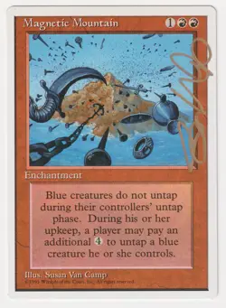 Gold Signed Magnetic Mountain NM 4th Edition Artist Susan Van Camp 1995 MTG Rare - Image 1