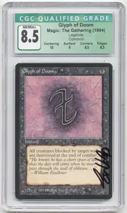 Graded Signed Glyph of Doom CGC 8.5 Q++ Legends Artist Susan Van Camp MTG Magic! - Image 1