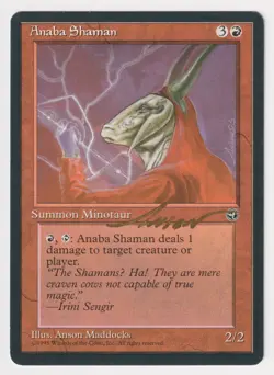 Gold Signed Anaba Shaman LP Homelands Artist Anson Maddocks 1995 WOTC MTG Magic! - Image 1