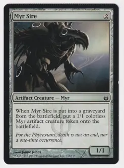 Crimped Myr Sire MP Mirrodin Besieged 2011 WOTC MTG Magic Factory Error Misprint - Image 1