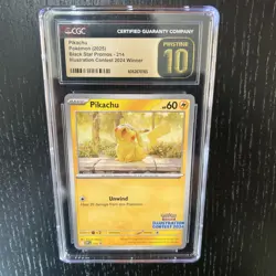 CGC Pristine 10 Pikachu Pokemon Card #214 Black Star Promo Illustration Contest - Image 1