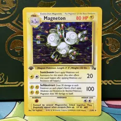 Pokemon 1999 Fossil Holo Rare Magneton 1st Edition 11/62 LP - Image 1