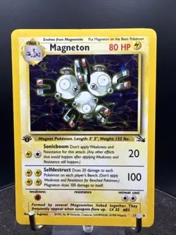 Magneton 11/62 Fossil 1st Edition Holo Vintage Pokemon - Image 2