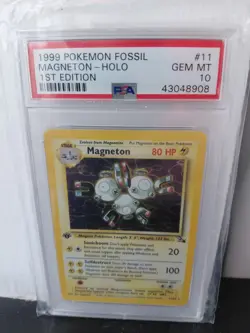 1st Edition (PSA 10) Magneton Fossil Holo 11/62 Pokemon Card WOTC 1999 - Image 1