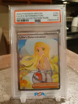 Pokemon TCG Lillie’s Determination PSA 9 SIR 184/132 Special Illustration Mega - Image 1