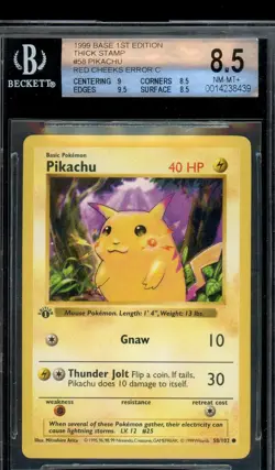 Pikachu Red Cheeks 1st Edition Base Set Shadowless Pokemon TCG Graded BGS 8.5 NM - Image 1