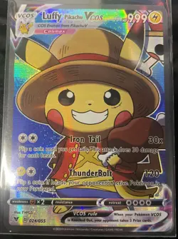 PIKACHU POKEMON LUFFY OP COSPLAY CARTE CARD NEW HOLO PRISM COLLECTION BRILLANTE - Image 1