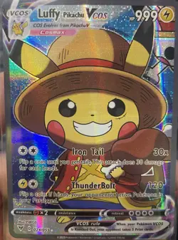 PIKACHU POKEMON LUFFY OP COSPLAY CARTE CARD NEW HOLO PRISM COLLECTION BRILLANTE - Image 3