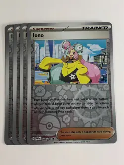 Pokemon TCG Paldean Fates 4x Playset Reverse Holographic Iono 080/091 NM - Image 1