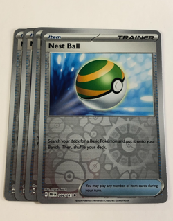Pokemon TCG Paldean Fates 4x Playset Reverse Holographic Nest Ball 084/091 NM - Image 1