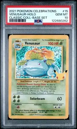 2021 Pokemon Celebrations Venusaur Classic Collection Holo Rare #15/102 PSA 10 - Image 1