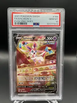 2021 POKEMON SWORD & SHIELD EVOLVING SKIES #184 FULL ART/SYLVEON V PSA 10 - Image 1