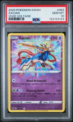 2020 POKEMON SWORD & SHIELD VIVID VOLTAGE #082 ZACIAN PSA 10 - Image 1