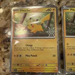 Pokemon TCG Pikachu 25/165 Snowflake Stamp Promo 2025 Holiday SET OF 3 In Plasic - Image 4