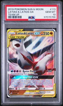 2019 POKEMON SM TEAM UP LATIAS & LATIOS GX #113 PSA 10 GEM MINT - Image 1