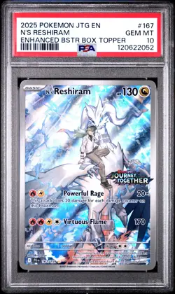 POKEMON PSA 10 2025 N's Reshiram 167/159 Journey Together Box Topper Promo *2052 - Image 1