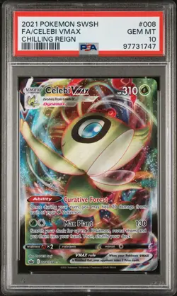 2021 POKEMON SWORD & SHIELD CHILLING REIGN #008 FULL ART/CELEBI VMAX PSA 10 - Image 2