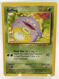 KOFFING Base Set 51/102 Pokemon Card Unlimited Edition LP - Image 2