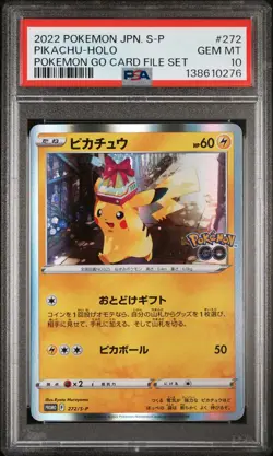2022 POKEMON JAPANESE S PROMO POKEMON GO CARD FILE SET #272 PIKACHU-HOLO PSA 10 - Image 1