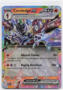 CERULEDGE EX 036/191 DOUBLE RARE SURGING SPARKS POKEMON - Image 1