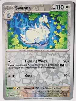 REVERSE HOLO Swanna 140/167 NM / M - Twilight Masquerade Pokemon Card - Image 1