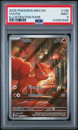 PSA 9 Vulpix 138/132 Pokemon Mega Evolution MEG EN Illustration Rare 2025 MINT - Image 1
