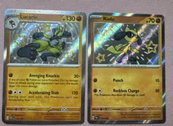 Riolu 173/091 & Lucario 174/091 SV: Paldean Fates Pokemon Shiny Baby NM English - Image 1