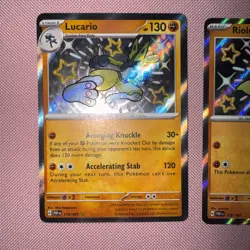 Riolu 173/091 & Lucario 174/091 SV: Paldean Fates Pokemon Shiny Baby NM English - Image 3