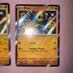 Riolu 173/091 & Lucario 174/091 SV: Paldean Fates Pokemon Shiny Baby NM English - Image 4