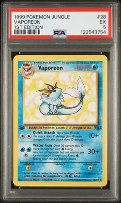 Vaporeon #28 1st Edition Jungle 1999 Pokemon PSA 5 - Image 1