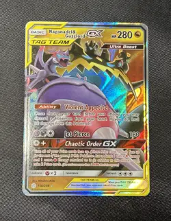 Naganadel & Guzzlord GX 158/236 Cosmic Eclipse Holo Full Art Tag Team Pokemon - Image 1