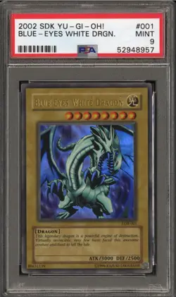 2002 YuGiOh Blue Eyes White Dragon LOB PSA 9 - LABEL ERROR (Slight Fade) - Image 1