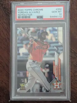 2020 Topps Chrome YORDAN ALVAREZ #200 REFRACTOR (RC) PSA 10 Gem Mint Rookie - Image 1