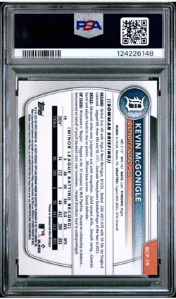 2025 BOWMAN CHROME PROSPECTS YELLOW WAVE #BCP79 KEVIN MCGONIGLE 65/75 PSA 10 - Image 2