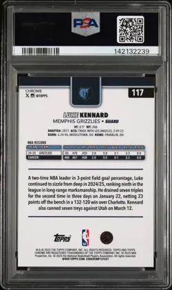 2025-26 Topps Chrome PSA 10 Luke Kennard #117 YELLOW Refractor / 275 Basketball - Image 2