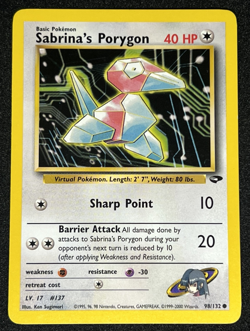 Sabrina's Porygon 98/132 WOTC Gym Challenge Non-Holo Common Pokemon Card LP - Image 1