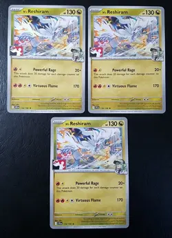 N'S RESHIRAM 116/159 (x3), STAMPED, PRIZE PACK SERIES 7/8, POKEMON CARDS (NM) - Image 1