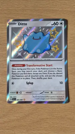 Pokemon TCG Paldean Fates Ditto Secret Rare Full Art Card Holo 201/091 - Image 1
