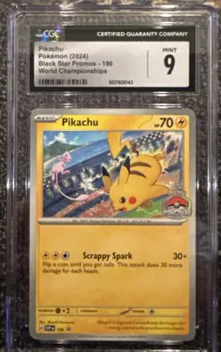 Pokemon Pikachu 2024 World Championships Black Star Promo #190 CGC 9 - Image 1