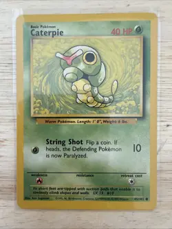 Pokemon TCG Caterpie Regular Unlimited Common Base Set 45/102 Lightly Played - Image 1