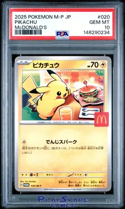 Pokemon Card PSA 10 Pikachu 020/M-P Promo McDonald's Japanese Burgerchu 2025 - Image 1
